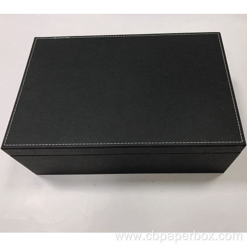 Handmade Black Tea Leather Packaging Box For Gift